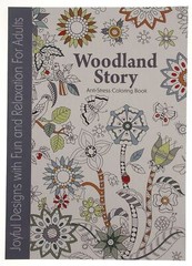 Woodland Story Anti Stress Adult Teen Coloring Book Colored Pencils Sharpener