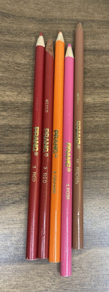 Prang 5 colored pencil set Brown Red Rose Orange