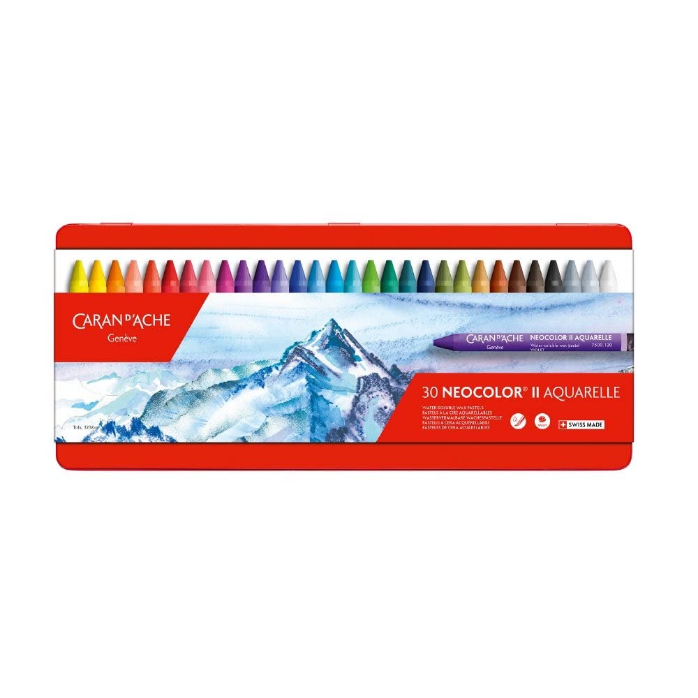 Caran d’Ache Classic Neocolor II Water-Soluble Pastels, 30 Colors