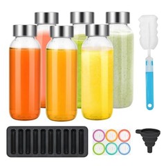 10.5 oz Glass Juice Bottles with Lids – 10.5 Ounces 6-Pack Without Sleeves