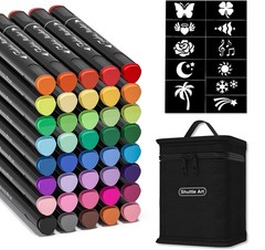 Dual Tip Permanent Fabric Markers 40 Count Non Bleed Safe for T-Shirts and More