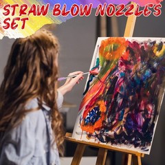 Red Acrylic Pouring Paint Stainless Straw Blow Nozzles Fluid Art Tools 8 PCS