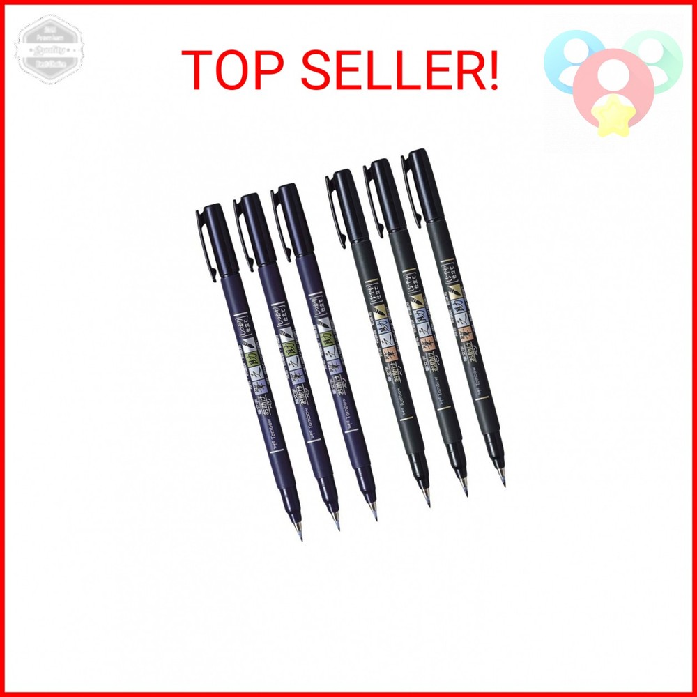 Tombow Fudenosuke Brush Pen, 6-Pack, Hard Tip (GCD-111) x3, Soft (GCD-112) x3 –