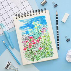 5.8X8.3In Sketch Book, 60Sheets Spiral Bound Notebooks, Natural White 92Lbs/150G