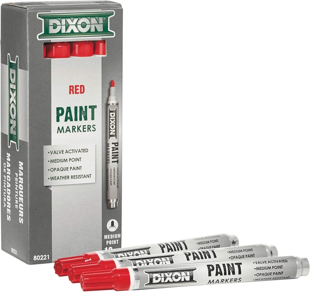 Dixon Industrial Paint Markers, Valve Action Medium Tip, 12-Count,