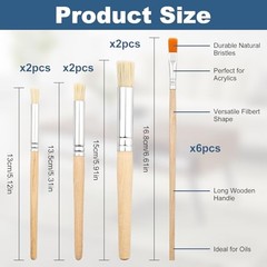 Wooden Stencil Brushes, 12PCS Wood Paint Template/Light Brown Natural Wood