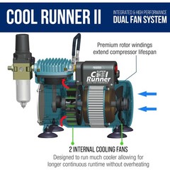 Cool Runner II Airbrush Kit with Dual Fan Compressor, 3 Airbrushes, 6 Color A…