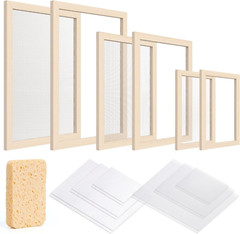 3 Pieces Paper Making Frame Kit, Papermaking Mould and Deckle with Mesh, Absorbe