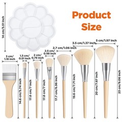 Gilding Brush Set, 7 Pcs Goat Hair Blend Mop Brush Set with Color Palette for…