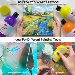 Smallbudi 25 Colors Large Acrylic Paint 16.9 Fl Oz (Pack of 25), 25