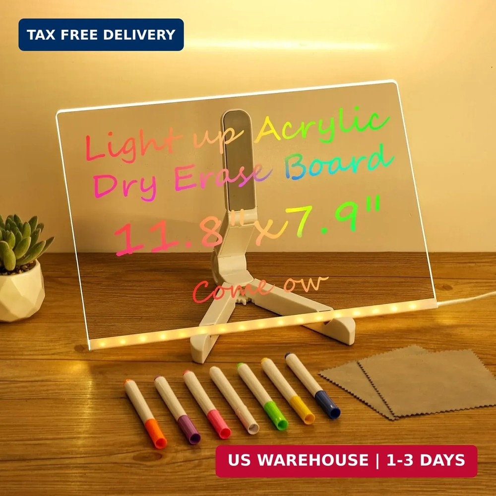 LED Note Board with 7 Colors, 12″x8″ Lumiboard Led Drawing Board for Kids, Light