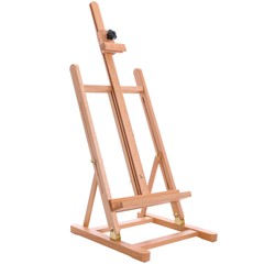 U.S. Art Supply Medium Tabletop Wooden H-Frame Studio Easel Adjustable Beechwood
