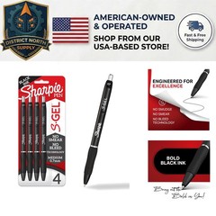 S-Gel Black Ink Gel Pens – 0.7mm, Ergonomic Grip, 4 Pack for Note-Taking