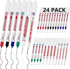24 PCS Long Nib Marker,20mm Long Head Deep Hole Marker Pens, Longs Nose Markers,