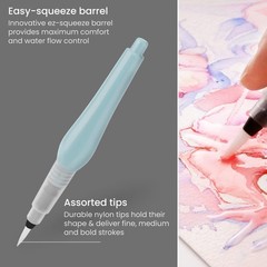 ARTEZA Water Brush Pen, Set of 4, Assorted Soft Nylon Bristle T Kitchen