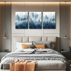 Misty Forests 3-Piece Framed Canvas Wall Art – Trees Landscape Pictures for L…