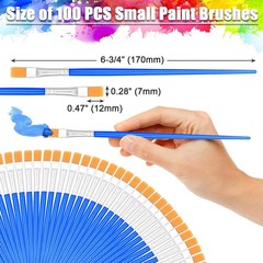 100PCS Small Paint Brushes Bulk, Flat Top Acrylic Mini Brushes for Kids, Crafts