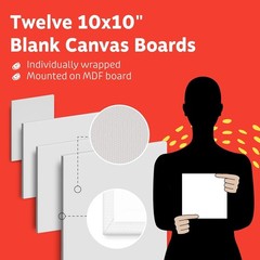 Pack of 12 Blank 10×10 Canvas Boards for Oil Acrylic Watercolor Painting