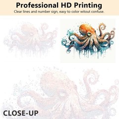 Octopus Paint by Numbers for Adults, 16X20 Inch, Modern Ocean Art, Acrylic, Non-