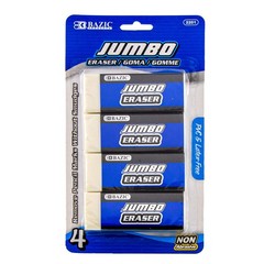 BAZIC Jumbo Vinyl Eraser (4/Pack),Latex Free,White Large Size Bulk Block Erasers