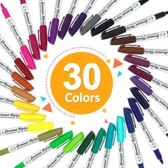 Lelix 30 Colors Permanent Markers, Fine Point, 1 Count (Pack of 30), Assorted