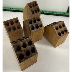 Handmade Wood Block Artist Paint Brush Holders Set of 5 Holds 60 Brushes