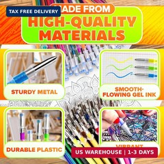 120 Pcs Assorted Glitter Gel Pen Refills for Adult Coloring – Colored Gel Pens R
