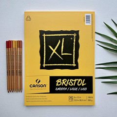 Canson XL Series Bristol Paper, Smooth, Foldover Pad, 9×12 inches, 25 Sheets (10