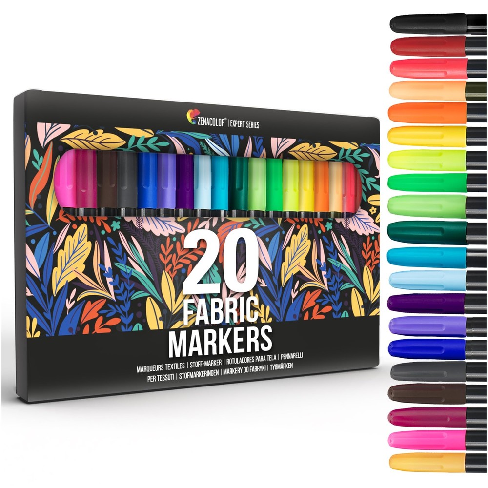 Zenacolor 20 Fabric Markers Pens Set – Indelible and Permanent Fabric Paint …