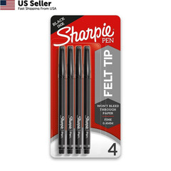 Sharpie Felt Tip Pens, Fine Point (0.4mm), Black, 4 Count (Pack of 1), Black