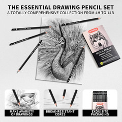Professional Drawing Sketching Pencil Set – 14 Pieces Graphite Pencils(14B – 4H)