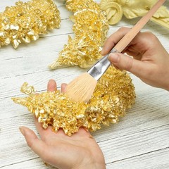 PEUTIER 12pcs Gilding Brush Set, Acrylic Gold Leaf Medium, Wood Color, Artist