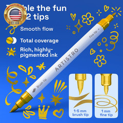 5 Gold Acrylic Paint Markers – Paint Pens for Drawing – for Fabric, Rock, Glass,