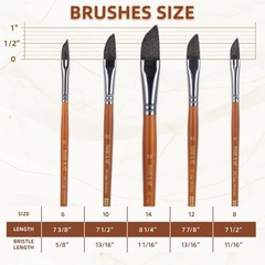 5 PCS Professional Dagger Paint Brush Set Watercolor Striper Long Liner