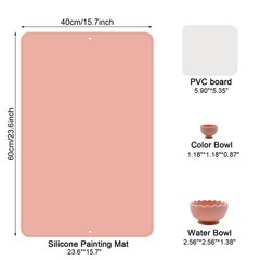 23.6×15.7 Inch Large Silicone Painting Craft Paint Mat Bowl Brush Holder Kids
