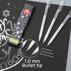 White Gel Pens, 1mm Fine Point Ink Pen Opaque 1 Count (Pack of 3),