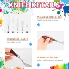 5pcs Palette Knife,Stainless Steel Spatula Palette Knife set, Pallet
