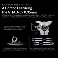 Airbrush Kit Dual Action 0.35mm 18 Gear Air Control Ultra Quiet Gaahleri GHAD-39