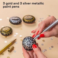 ARTISTRO 6 Gold & Silver Metallic Acrylic Paint Pens – 0.7mm Extra Fine Tip Pa