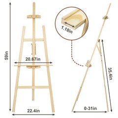 JEAWIWI 1Pcs Wooden Easel for Painting-Adjustable 42 inches, wood color