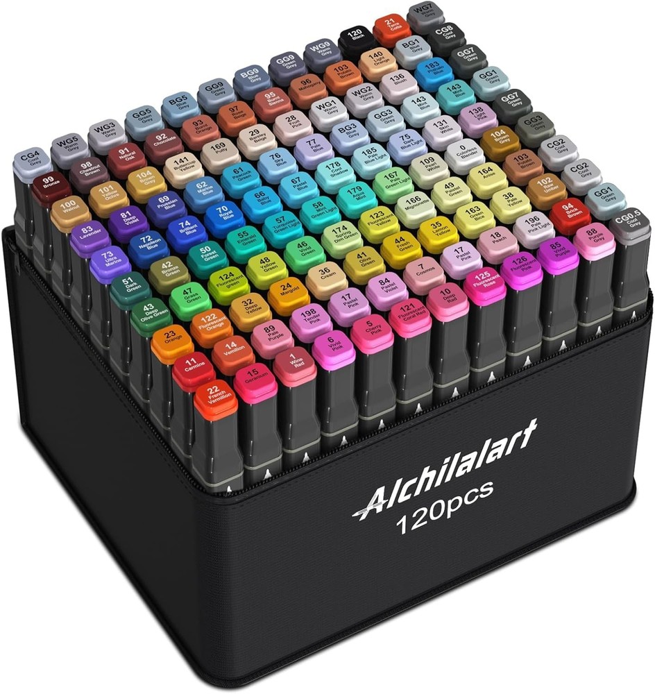 120 Colors Alcohol Markers Set, Dual Tip Art Markers with Case, Premium Artis…