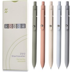 Gel Pens 0.5mm Black Ink Fine Point Smooth Writing 5 Pcs