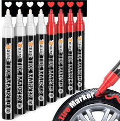 Tire Marker White Red – 8 Pack Paint Pens for Car Tires Lettering, Premium Profe