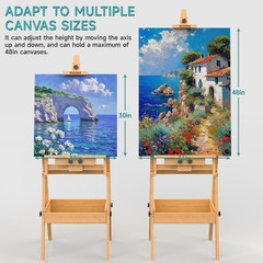 Solid Beech Wood HFrame Easel, Large Painting Easel with Storage Box and Pale…