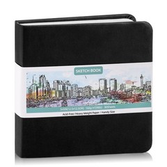 Hardcover Pocket Sketchbook, 5″ x Square Mini 5×5 Inch (80 Sheets ), Black