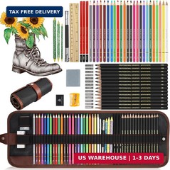 Heshengping Sketching Drawing Art Pencil Kit-50 Piece Set with 24 Color Pencils