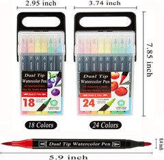 Dual Tip Washable Markers 24 Colors with Stand Box