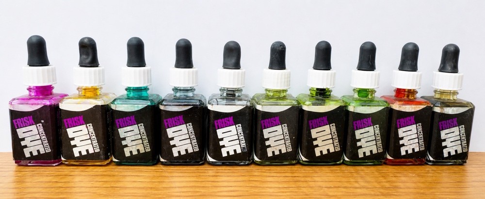 Vintage Frisk Ink Dye Set x11 Colours Artist Airbrush Illustration Studio