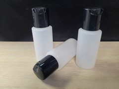 1oz Natural Cylinder HDPE Plastic Bottle w/Black Disc Top-Bottles Paints Storage