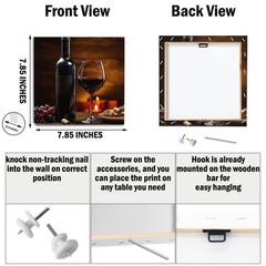4 Pcs Red Wine Canvas Wall Art Framed Modern Red Wine Goblets Art Posters Ret…